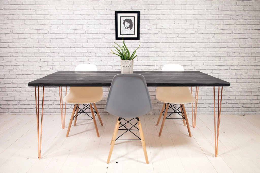 Sleek Modern Black And Copper Kitchen And Dining Table Copper