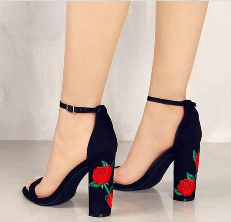 rose block heels
