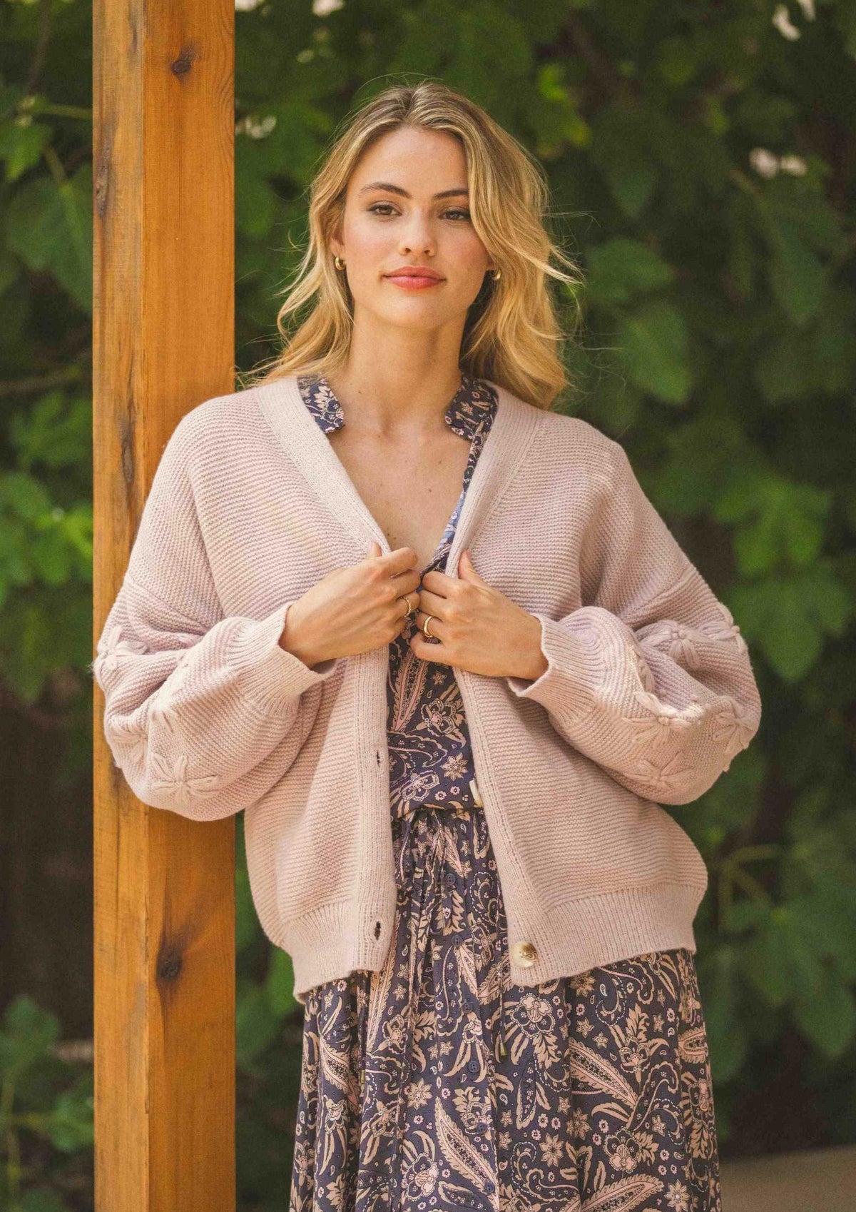 OutDazl open Chunky Cardigan Luna knit Pink in –