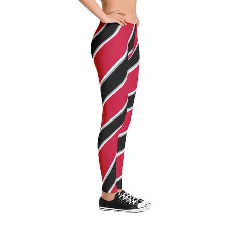 Team Stripes Red Black And White Striped Leggings The