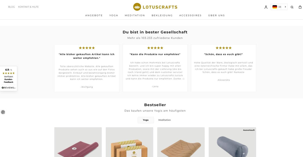 Shopify Beispiele – Shopify Shop Lotuscrafts