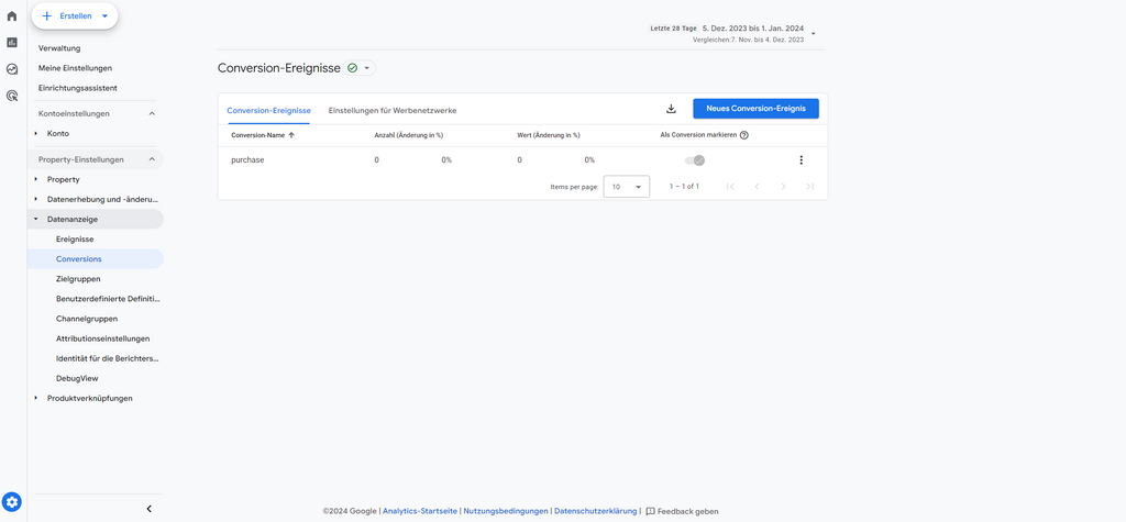 Als Conversion Ereignis markieren in GA4