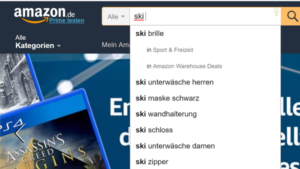 Amazon Suchleiste als SEO Hilfsmittel