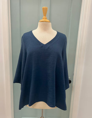 Indigo V Neck Top - Peace by Piece Co.
