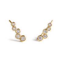 Gold Pave Cluster Ear Climber Earrings