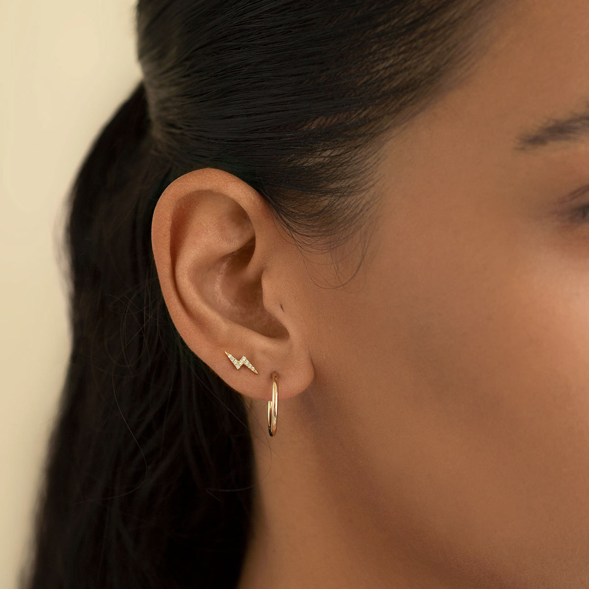 Diamond Earrings, 14K Gold Lightning Bolt Stud Earrings – AMYO Jewelry