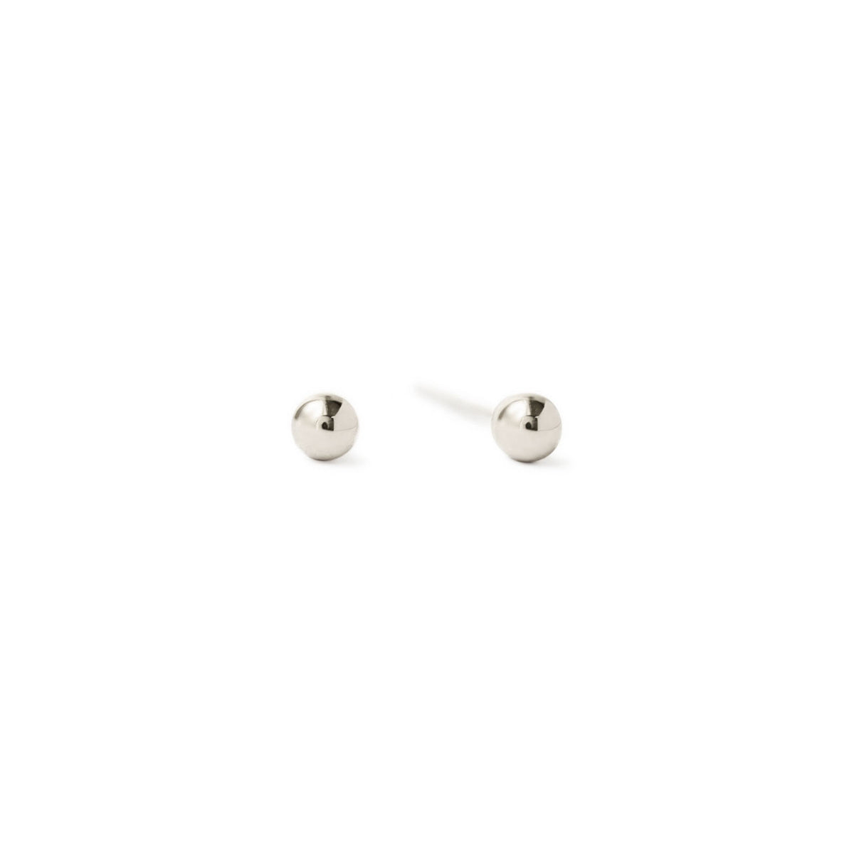 Solid 14K White Gold Tiny Sphere Stud Earrings for Second piercing ...