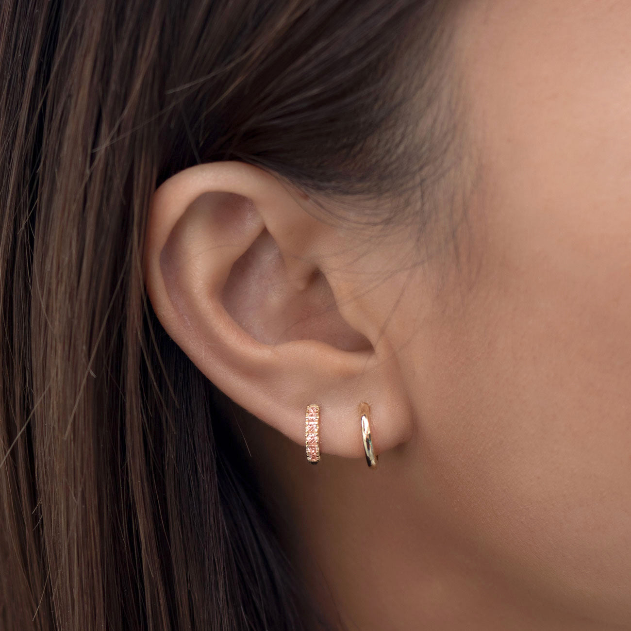 Pink Pav  Huggie Earrings