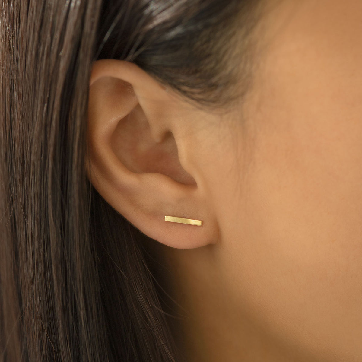 Bar Studs, 14K Yellow Gold Earrings, 14K Gold Stud Earrings – AMYO Jewelry