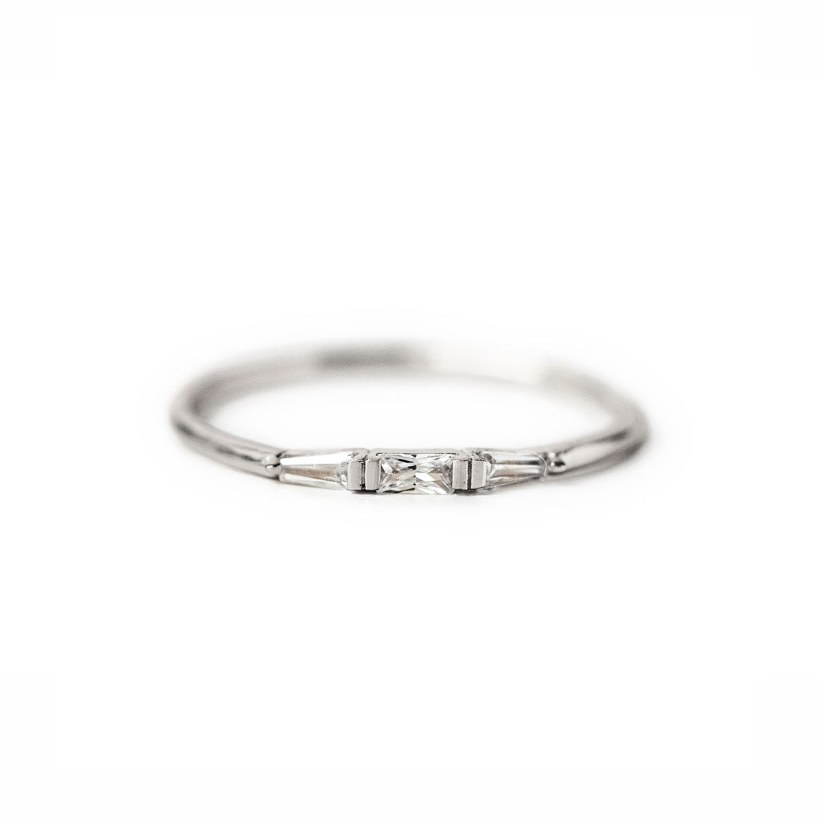 Tapered Baguette Sterling Silver RIng, Delicate Dainty Stackable RIngs ...