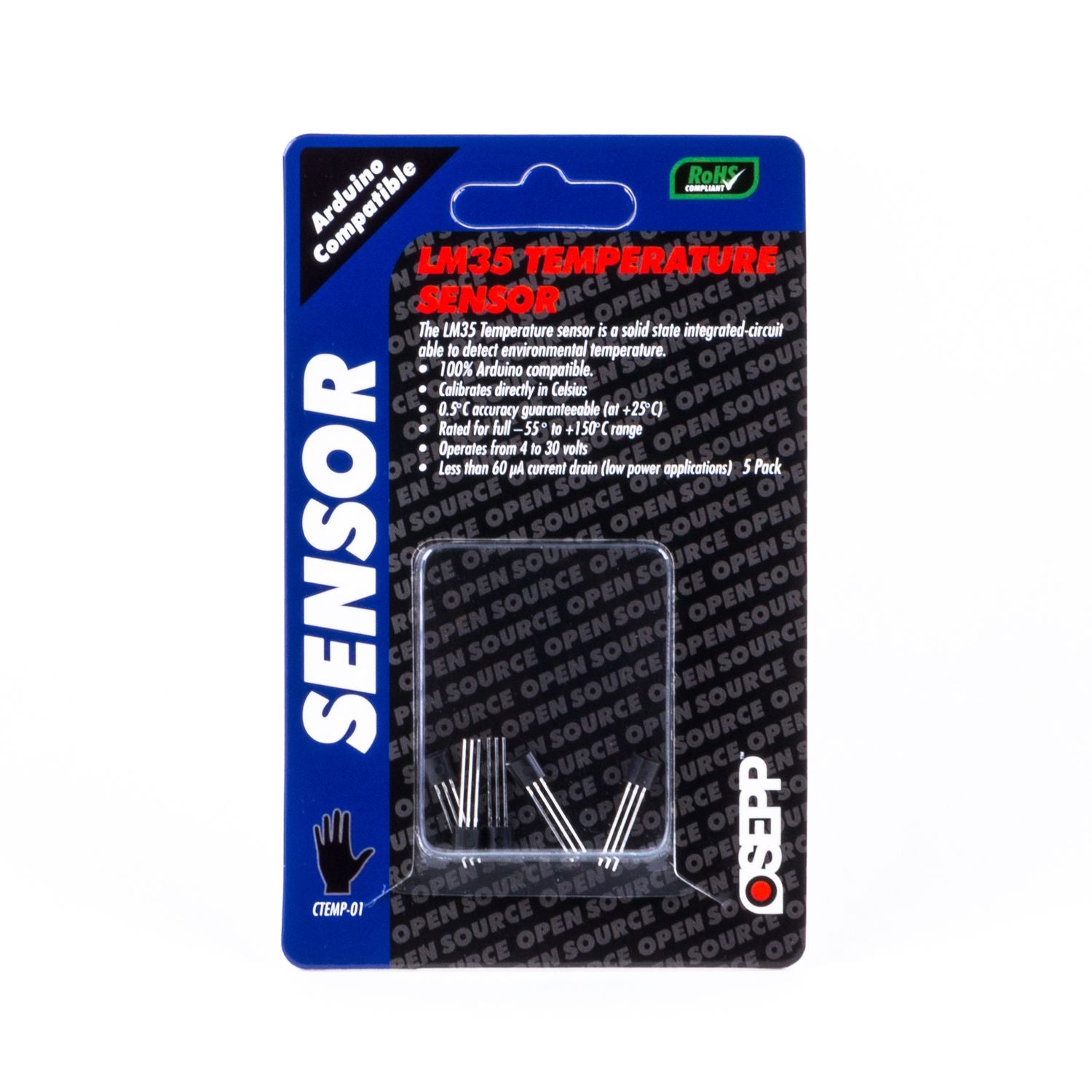 OSEPP LM35 Temperature Sensors (5-Pack)