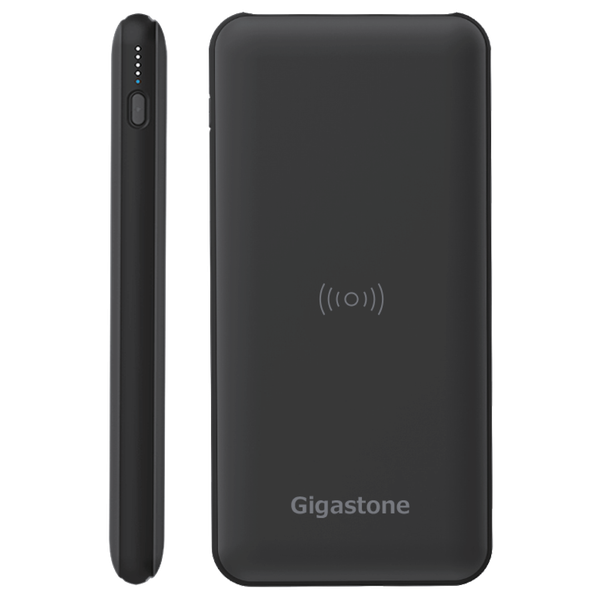 Gigastone 10,000 mAh Power Bank with USB PD and 10W Qi Wireless Charging - Black