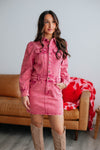 Collared Short Pocketed Vintage Belted Button Front Puff Sleeves Sleeves Dress