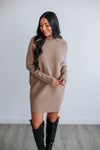 Sweater Ribbed Fitted Dolman Sleeves Short Dress