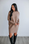 Dolman Sleeves Fitted Ribbed Short Sweater Dress