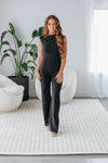 Back Zipper Pocketed Fitted Round Neck Sleeveless Jumpsuit