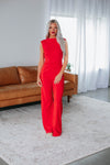 Fitted Back Zipper Pocketed Sleeveless Round Neck Jumpsuit