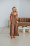 Polyester Pocketed Babydoll Spaghetti Strap Scoop Neck Smocked Jumpsuit