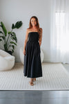 Strapless Fitted Stretchy Pocketed Maxi Dress