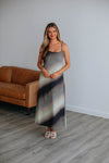 General Print Scoop Neck Polyester Spaghetti Strap Maxi Dress