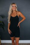 Scoop Neck Spaghetti Strap Corset Waistline Fitted Romper