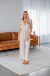 V-neck Tie Waist Waistline Cotton Floral Print Pocketed Front Zipper Belted Self Tie Jumpsuit With Ruffles