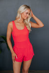 Elasticized Waistline Fitted Cutout Scoop Neck Smocked Romper