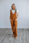 Scoop Neck Pocketed Open-Back Jumpsuit