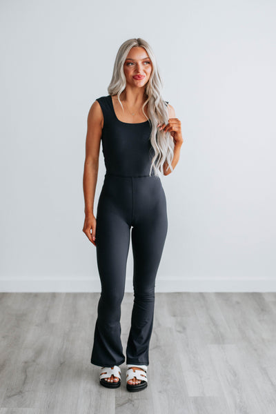 Square Neck Sleeveless Thick Straps Cutout Jumpsuit