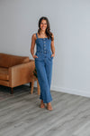 Square Neck Button Front Pocketed Sleeveless Jumpsuit