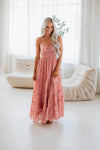 Floral Print Polyester Tiered Asymmetric Smocked Sweetheart Dress