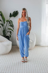 Strapless Ruched Pocketed Fitted Jumpsuit