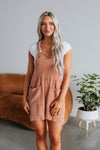 Pocketed Open-Back Cotton Square Neck Romper