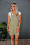 Pocketed Open-Back Square Neck Cotton Romper