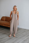 Button Front Pocketed Sleeveless Scoop Neck Cotton Jumpsuit