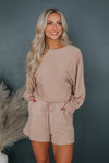 Bateau Neck Ribbed Trim Drawstring Keyhole Pocketed Romper