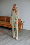 V-neck Cotton V Back Pocketed Jumpsuit