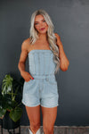 Strapless Short Pocketed Fitted Side Zipper Belted Romper