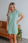 V-neck Short Short Sleeves Sleeves Slit Pocketed Dress