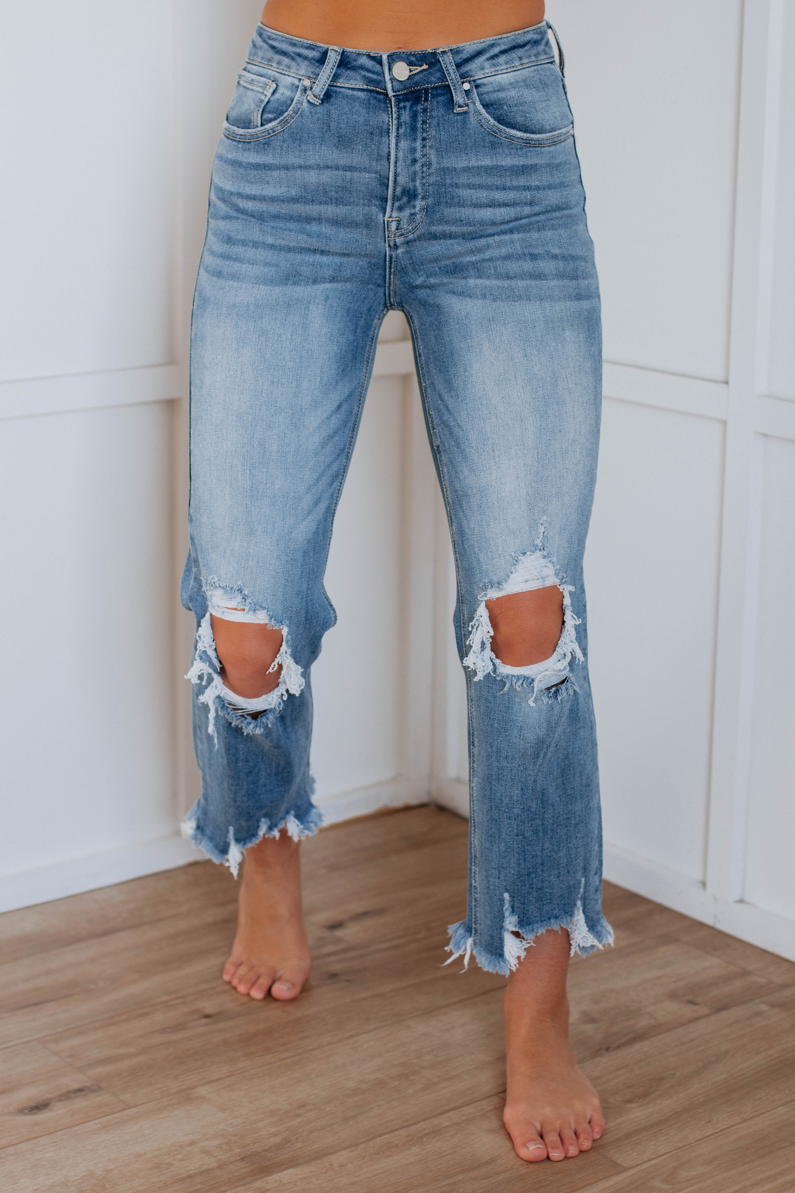 Image of Rudy Straight Crop Jeans - Medium Wash