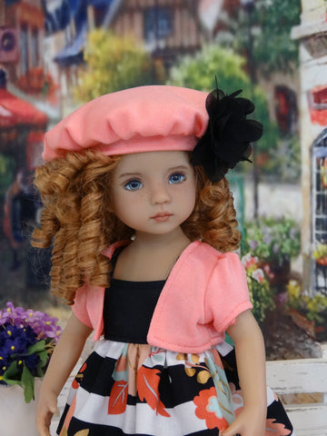 Classy Floral - dress, jacket, beret & sandals for Little Darling Doll ...