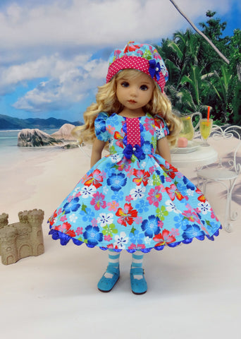 Tropic Hibiscus - dress, hat, tights & shoes for Little Darling Doll o ...