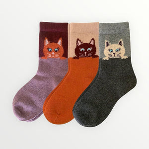 Peekaboo Cat Wool Blend Socks – UPKIWI