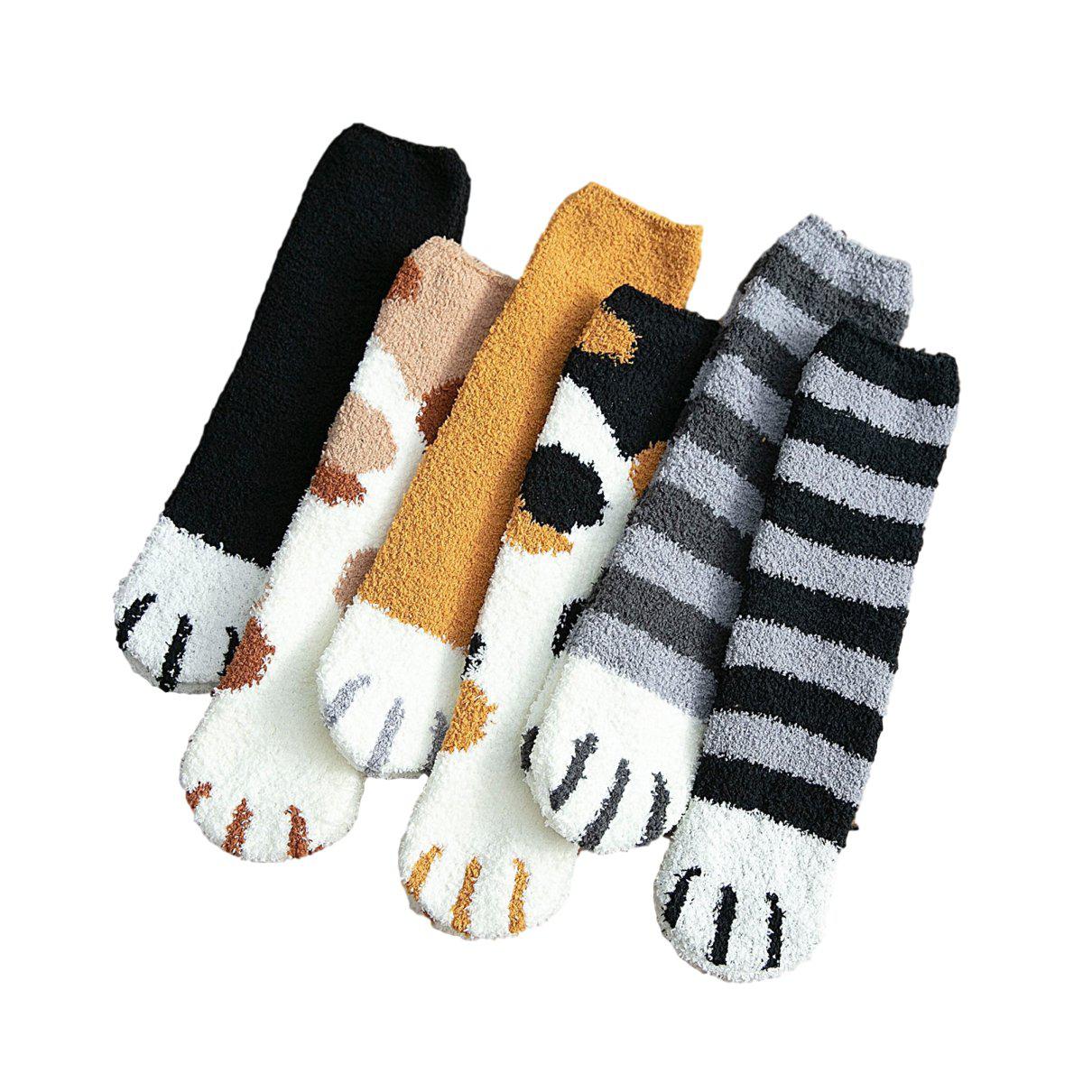 Fluffy Cat Paw Fuzzy Fleece Socks Upkiwi