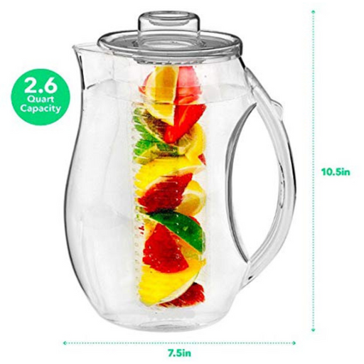 BPA Free, 2 Quart 1.9 L (Half Gallon) Round Snap Tight Pivot Top Spout &  Tab Clear Base Plastic Pitcher With Lid & Measurements-Dishwasher Safe,64  oz.