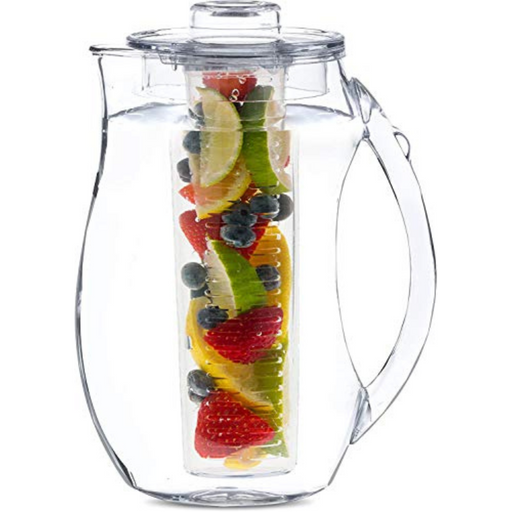 BPA Free, 2 Quart 1.9 L (Half Gallon) Round Snap Tight Pivot Top Spout &  Tab Clear Base Plastic Pitcher With Lid & Measurements-Dishwasher Safe,64  oz.