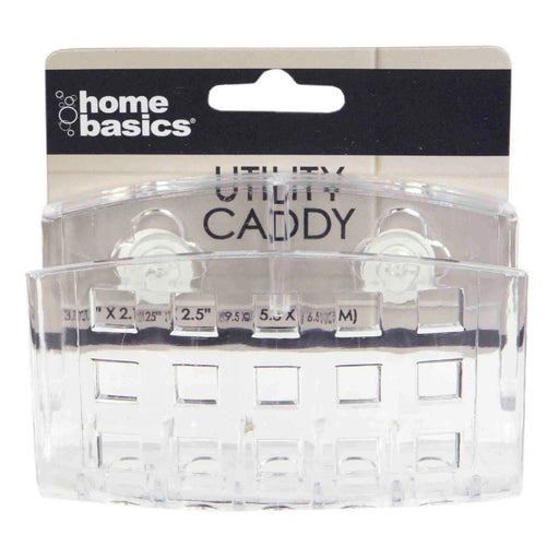 Home Basics Large Plastic Bath Caddy with Suction Cups, Clear, SHOWER