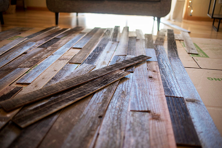 Plank & Mill temporary space reclaimed barn wood wall art