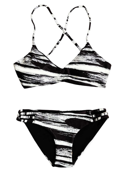 Black & White REVERSIBLE 2-Piece Girls Bikini Swimsuit for Tweens Teens ...