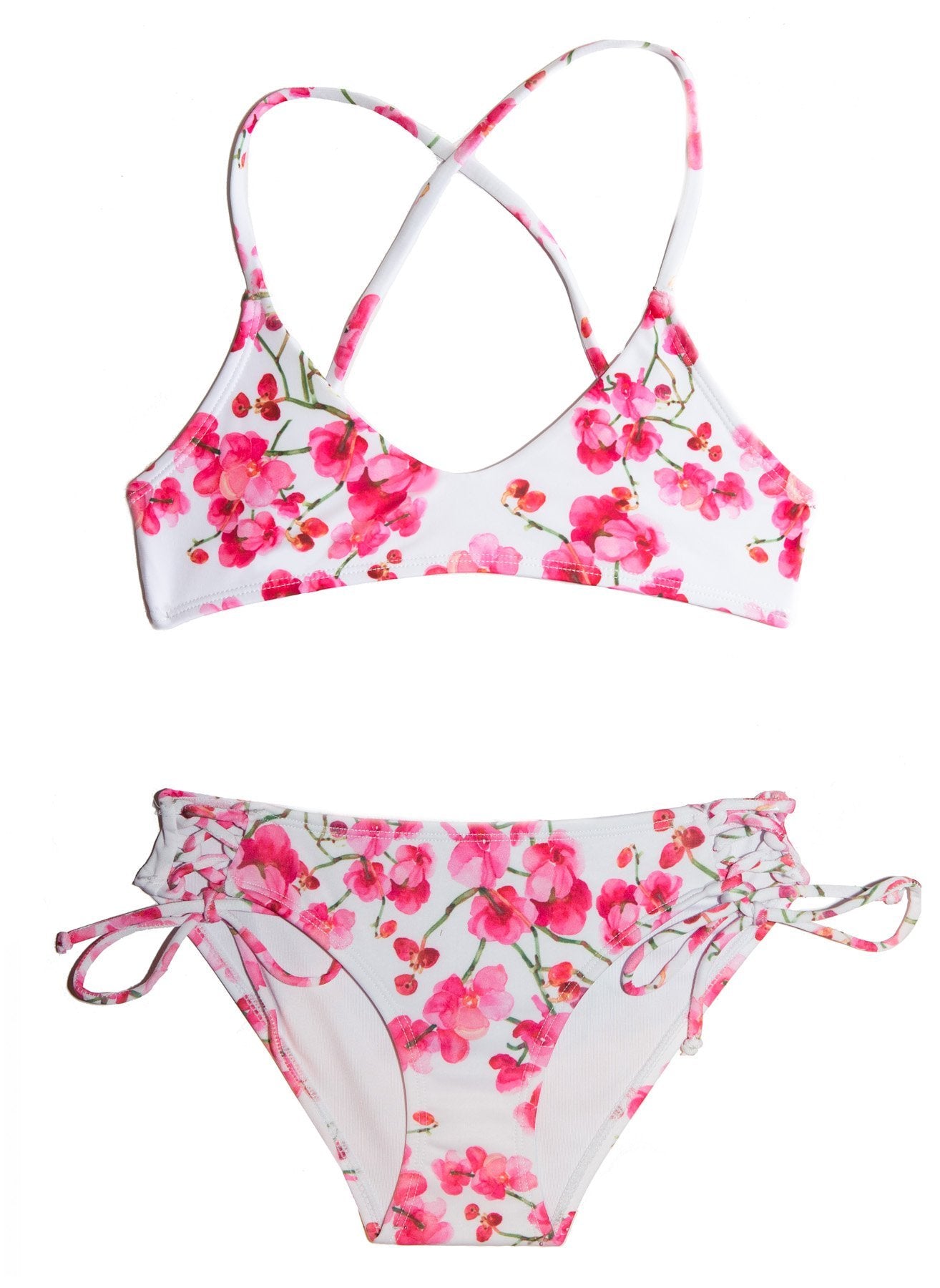 Chanceloves Pink Cherry Blossoms 2 Piece Padded Bikini Girls Sizes 7 14